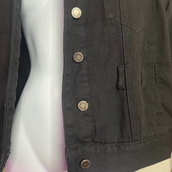 disturbia black wash denim jacket with double front pockets - Picture 3 of 3